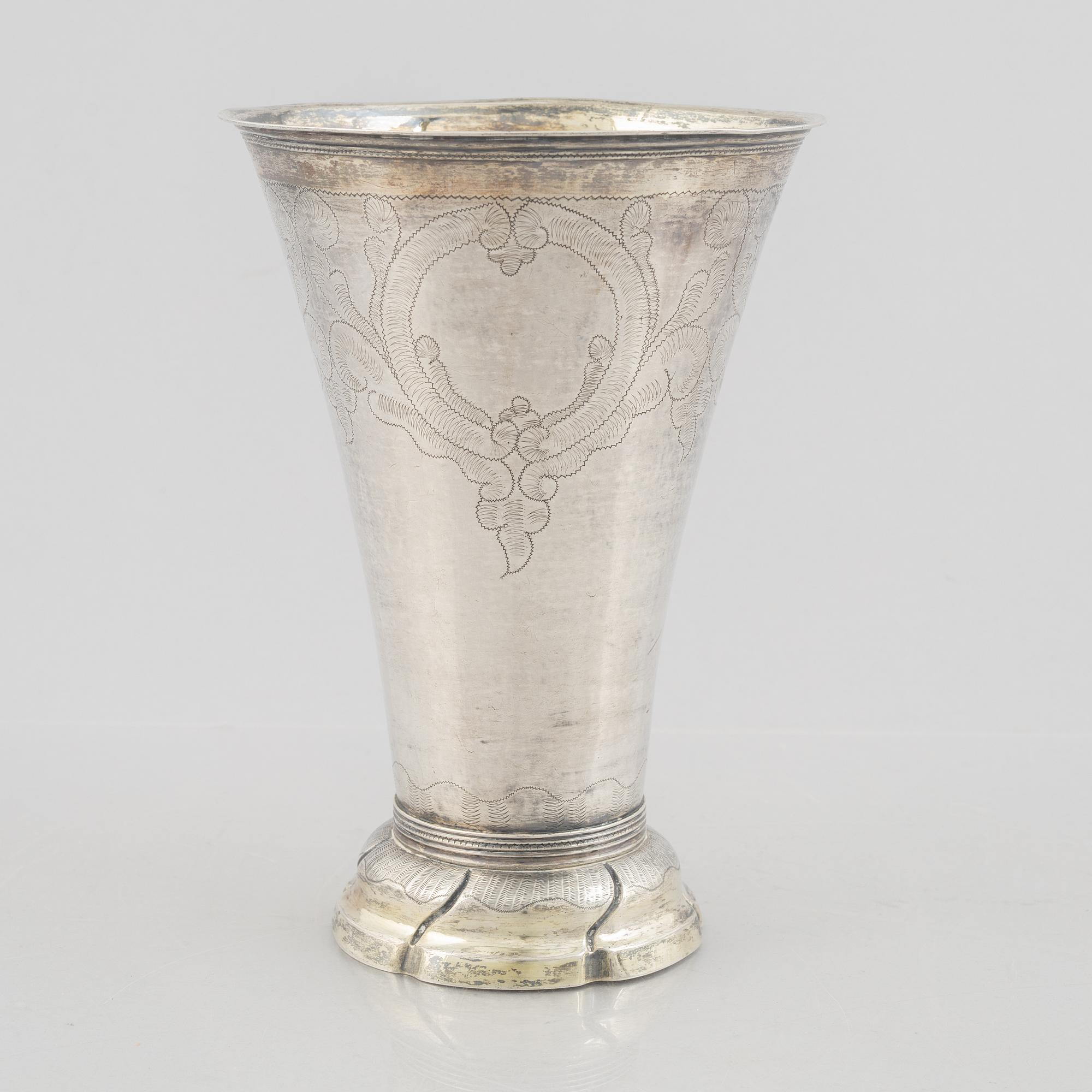 A Swedish 18th century parcel-gilt silver beaker, marks of Carl Fredrik Seseman, Arboga 1799.