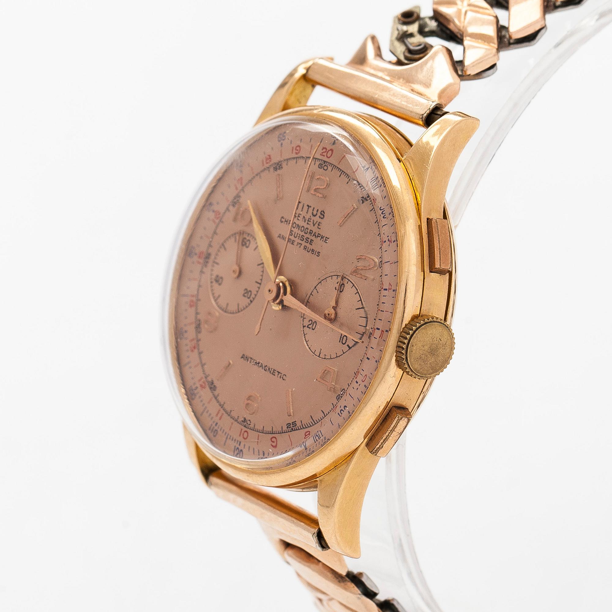 Titus, chronograph, wristwatch, 37.5 mm.