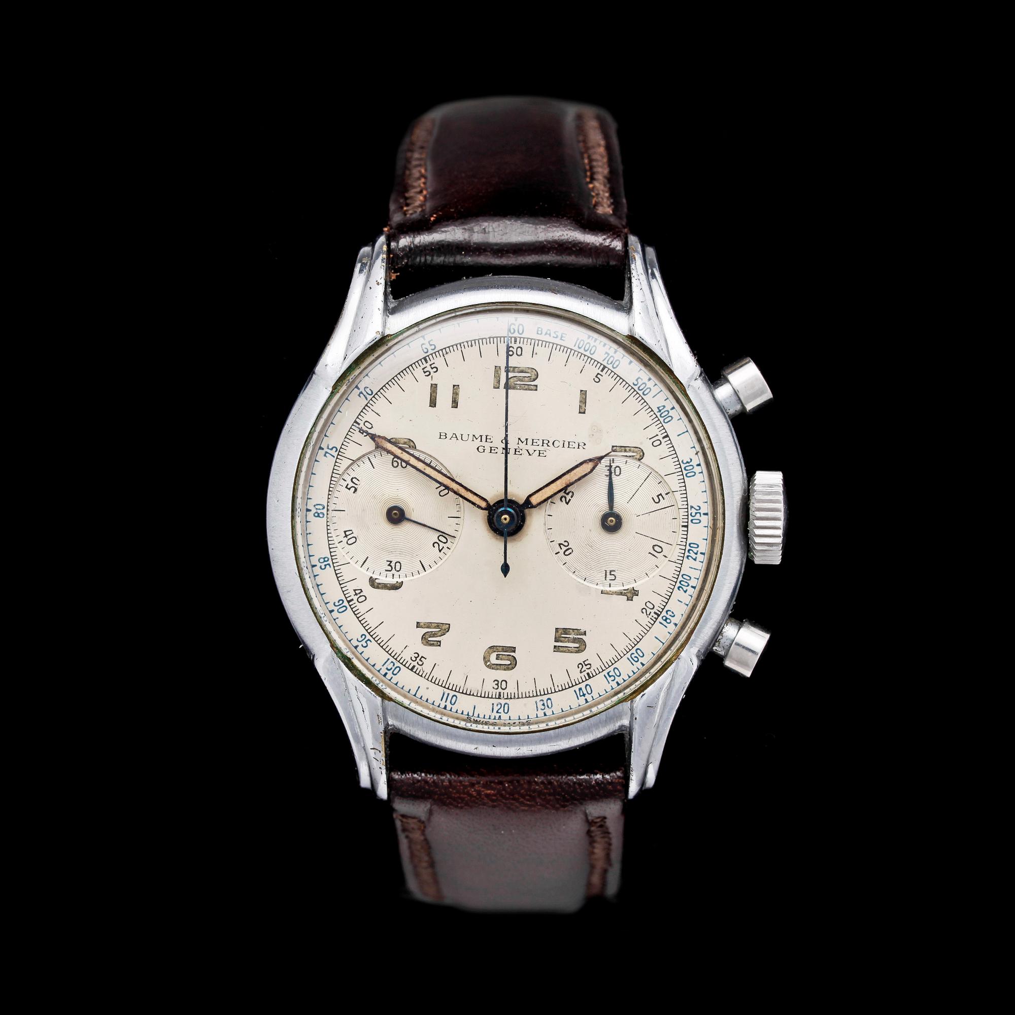 HERRARMBANDSUR, chronograf, Baume & Mercier, Genéve, 1940/50-tal.
