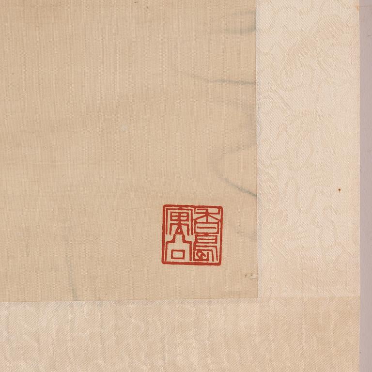 A Chinese scroll painting, Qing dynasty, circa 1900.