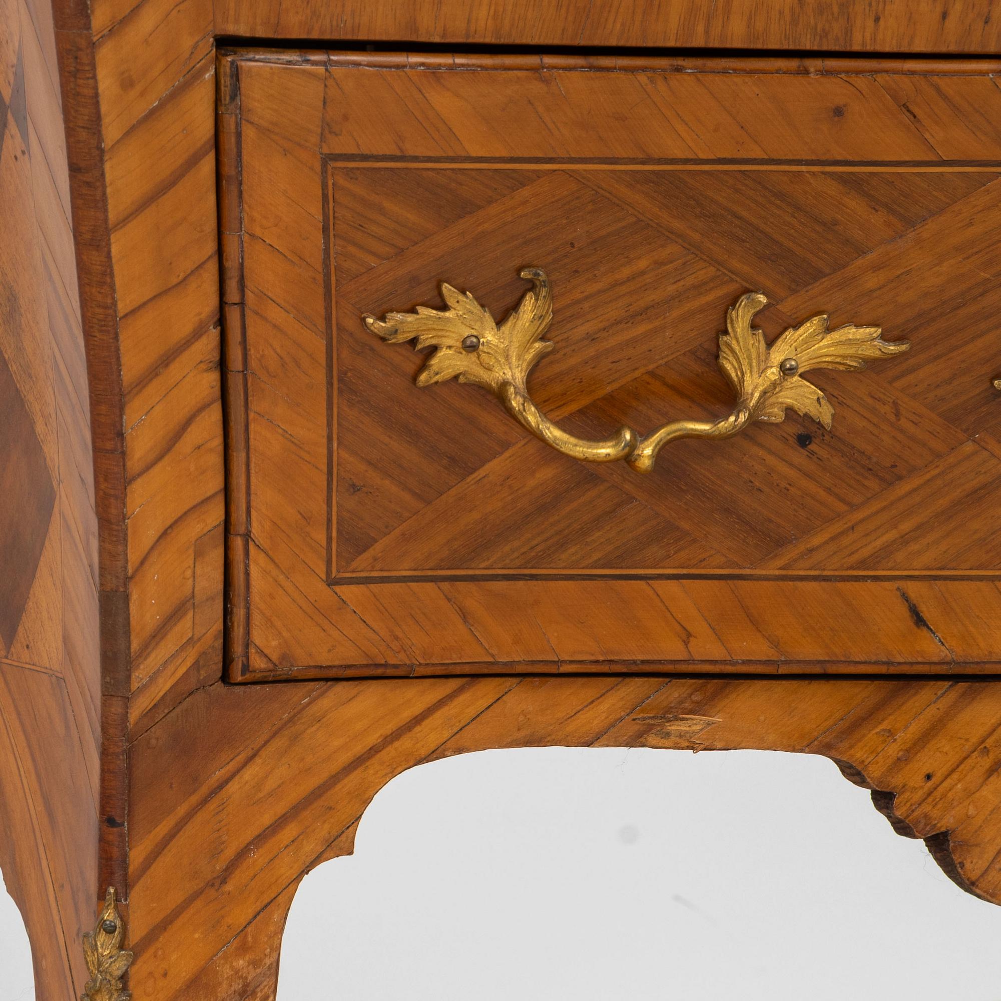 A Rococo chest of drawers by Johan Noraeus (master in Stockholm 1769-1781).