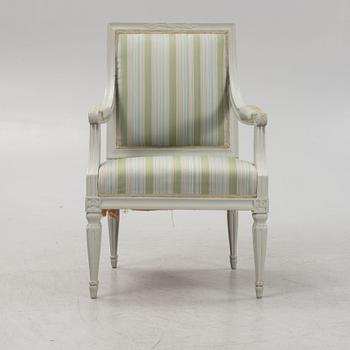 A painted Gustavian armchair, second part of the 18th Century.