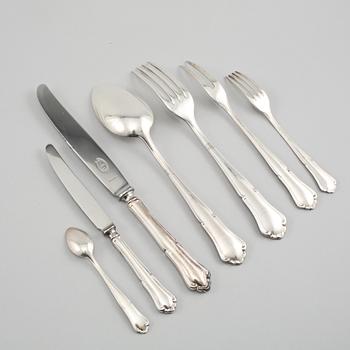 BESTICK, 11 + 55 st, silver samt nysilver, "Saga", 1900-tal.