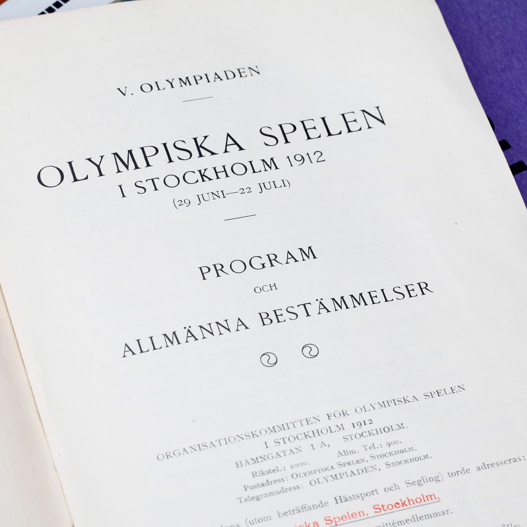 PROGRAM, 14 st, V olympiaden, olympiska spelen i Stockholm 1912.
