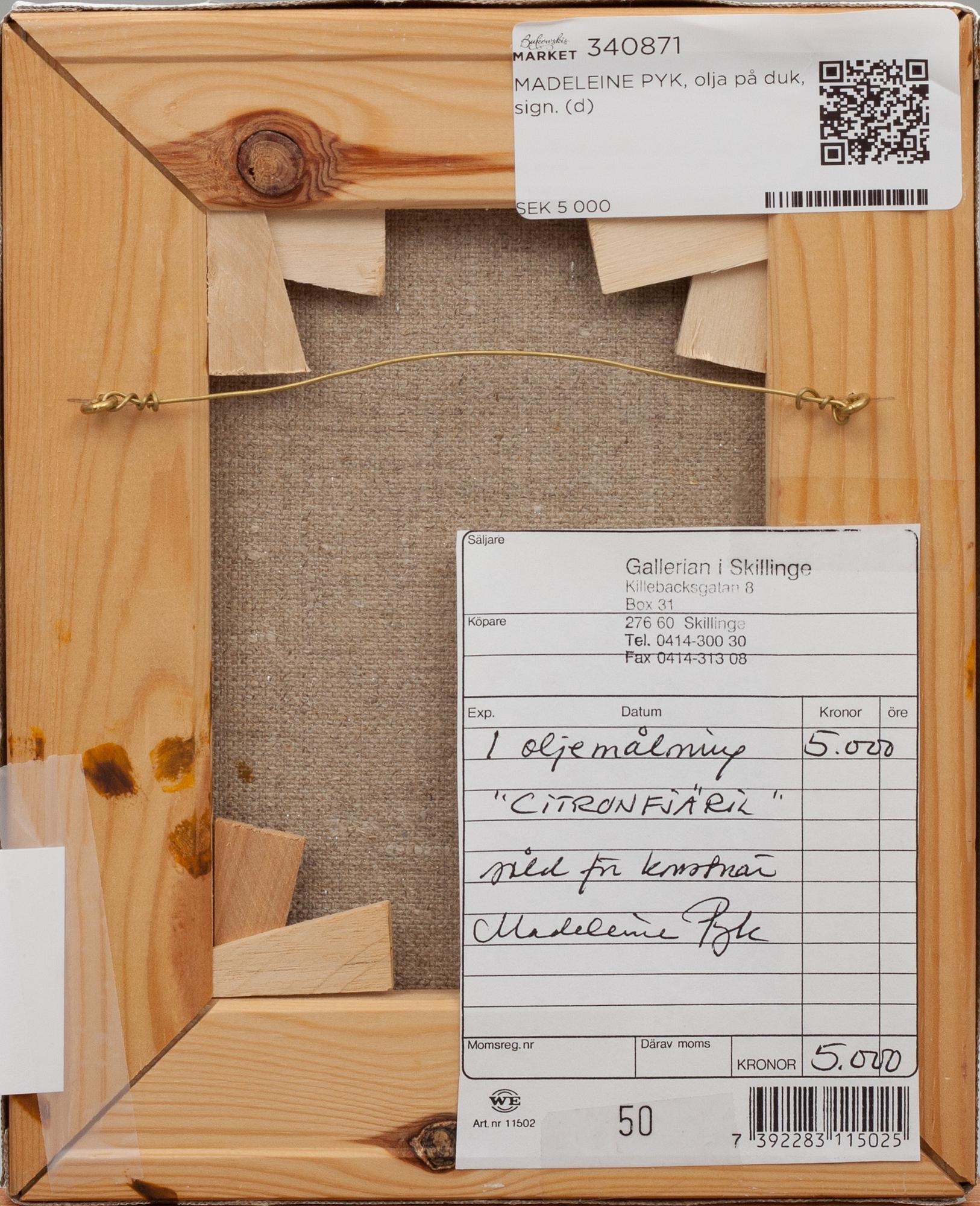 MADELEINE PYK, olja på duk, sign.