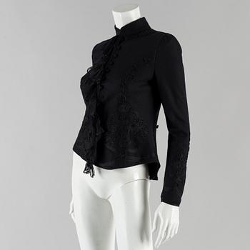 A black wool jacker by Ralph Lauren.