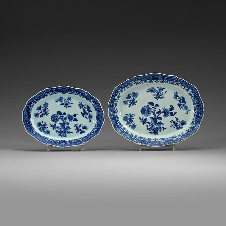 A set of nine blue and white serving dishes, Qing dynasty, Qianlong (1736-95).