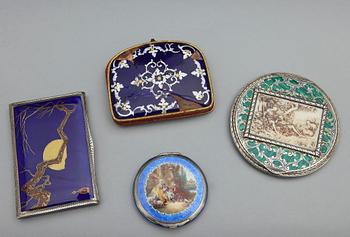EMALJDOSOR, 4 st, bla silver, 1800/1900-tal.