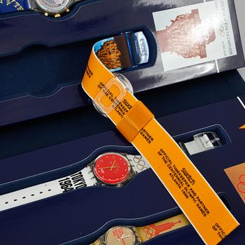 ARMBANDSUR, 9 st, "Swatch Historical Olympic Games Collection", Swatch, numrerad 4100/9999, 1995.