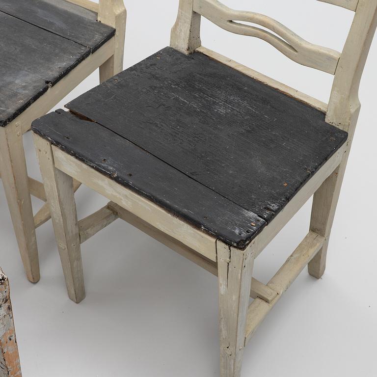 Nine chairs, so-called laughing chairs, 17th and 18th Century.