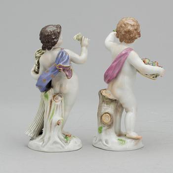 FIGURINER, ett par, porslin, Meissen, 1900-tal.