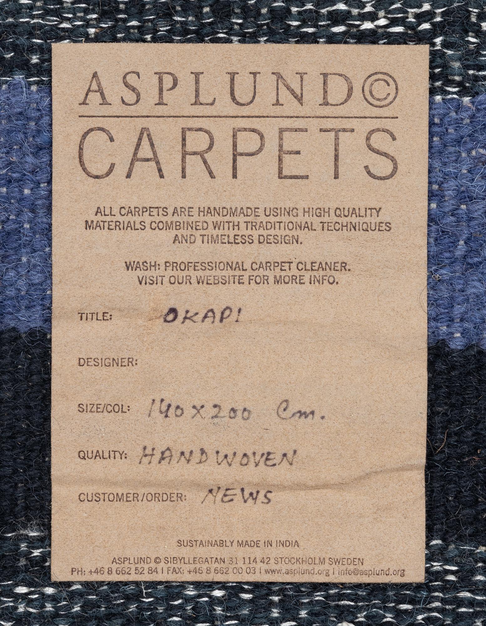 Claesson Koivisto Rune, matta, "Okapi", slätvävd, Asplund, ca 200 x 140 cm, prototyp.