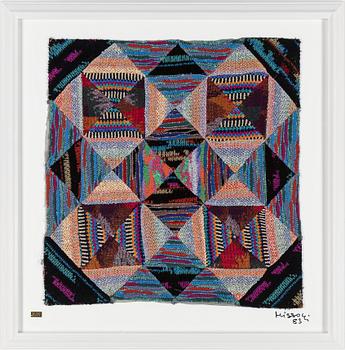 OTTAVIO MISSONI, stickad multipel, textil på plexiglas, signerad, daterad -83 och numrerad 15/25.