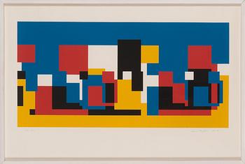 Pekka Ryynänen, serigrafia, signeerattu ja päivätty 1986-90, merkitty E. A. 10/13.