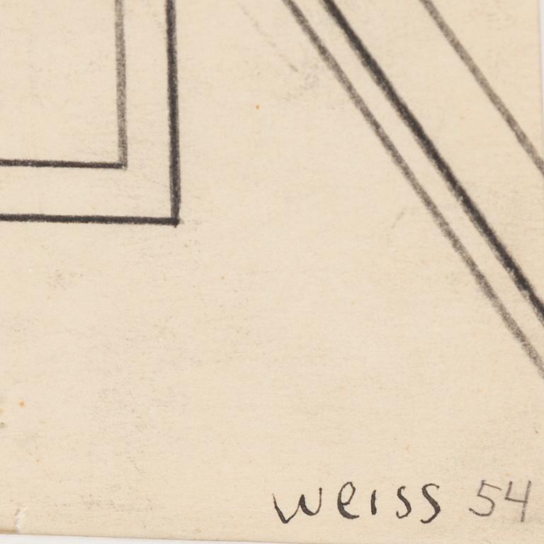 PETER WEISS, pencil on paper, signed Weiss and dated 1954.