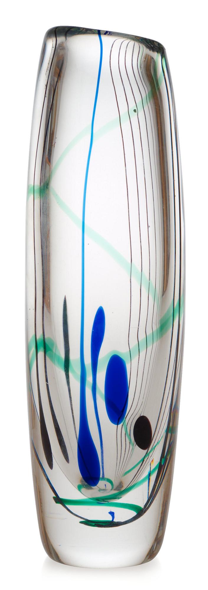 A Vicke Lindstrand 'Abstracta' glass vase, Kosta 1950's.