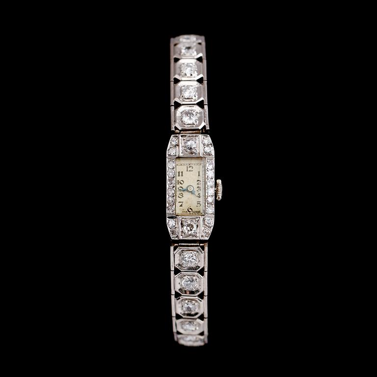 ARMBANDSUR, platina, diamanter tot ca 3,20 ct, tidigt 1900-tal.