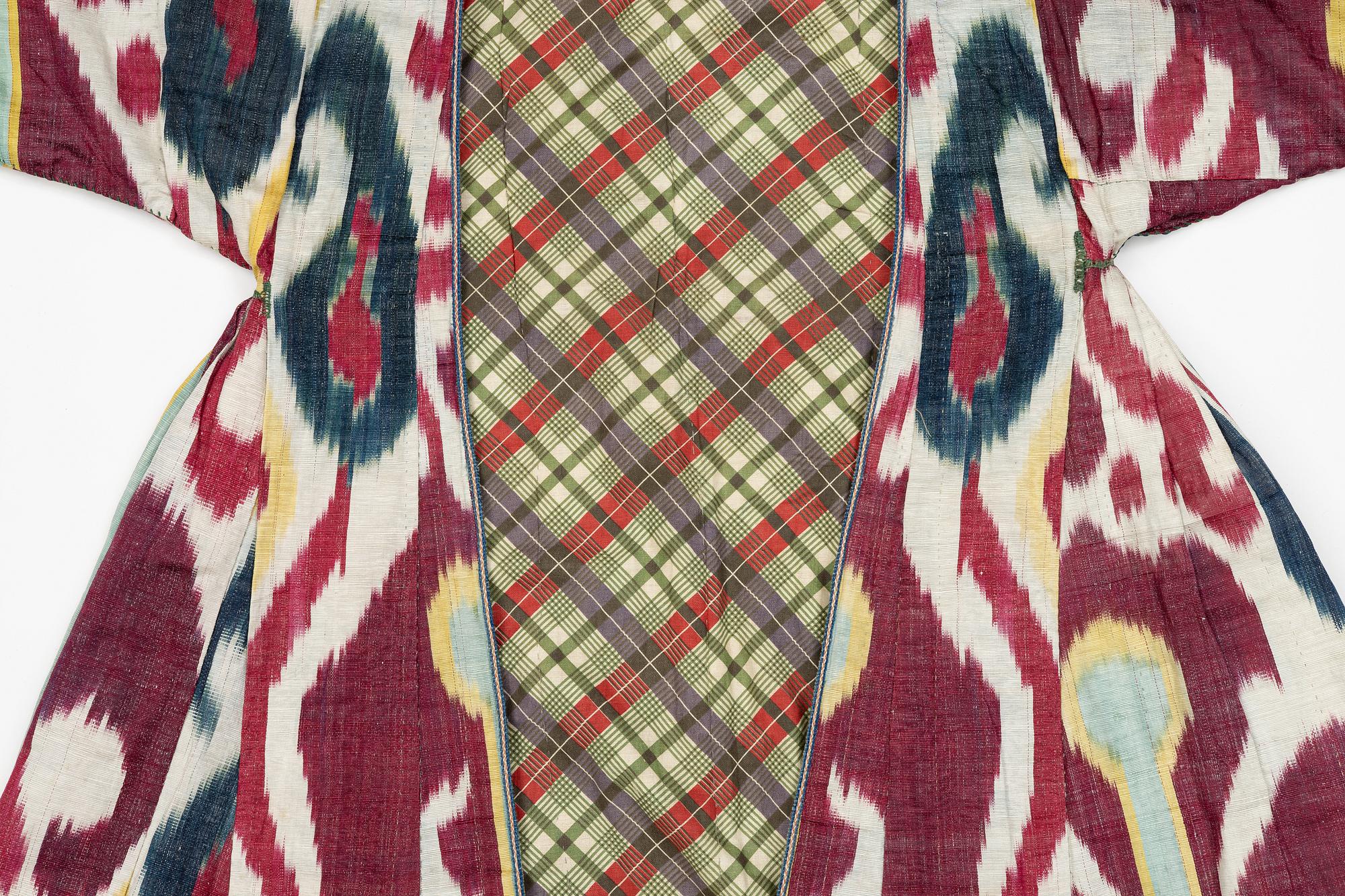 A woman’s Chapan, silk and cotton Ikat, Central Asia, 1880s.