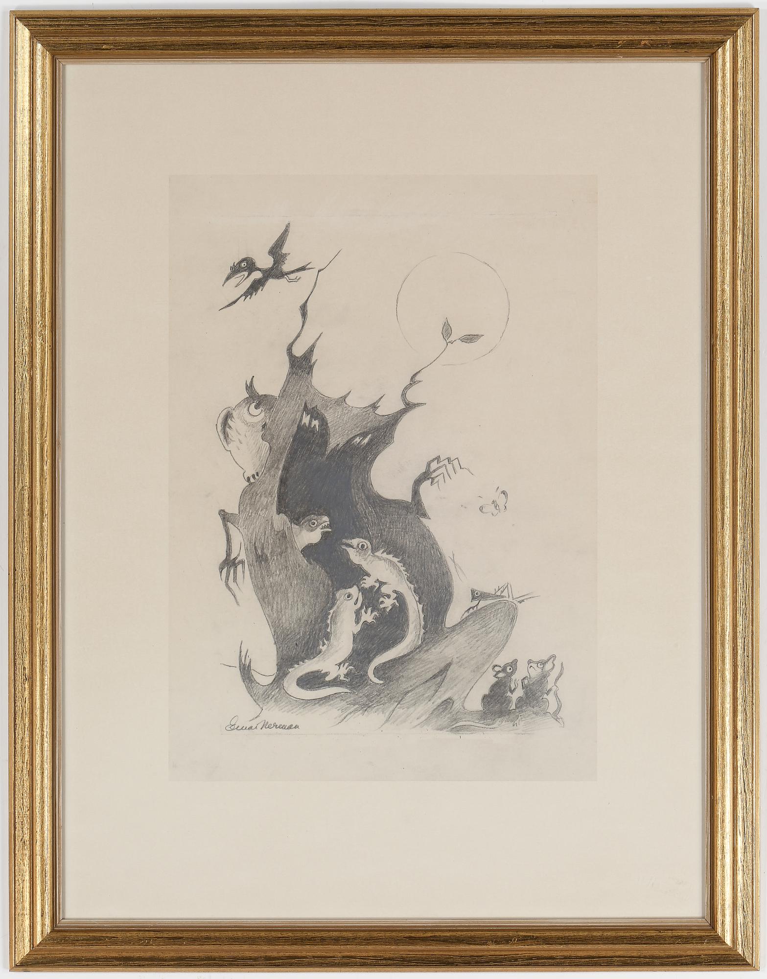 EINAR NERMAN, blyertsteckning. Signerad.