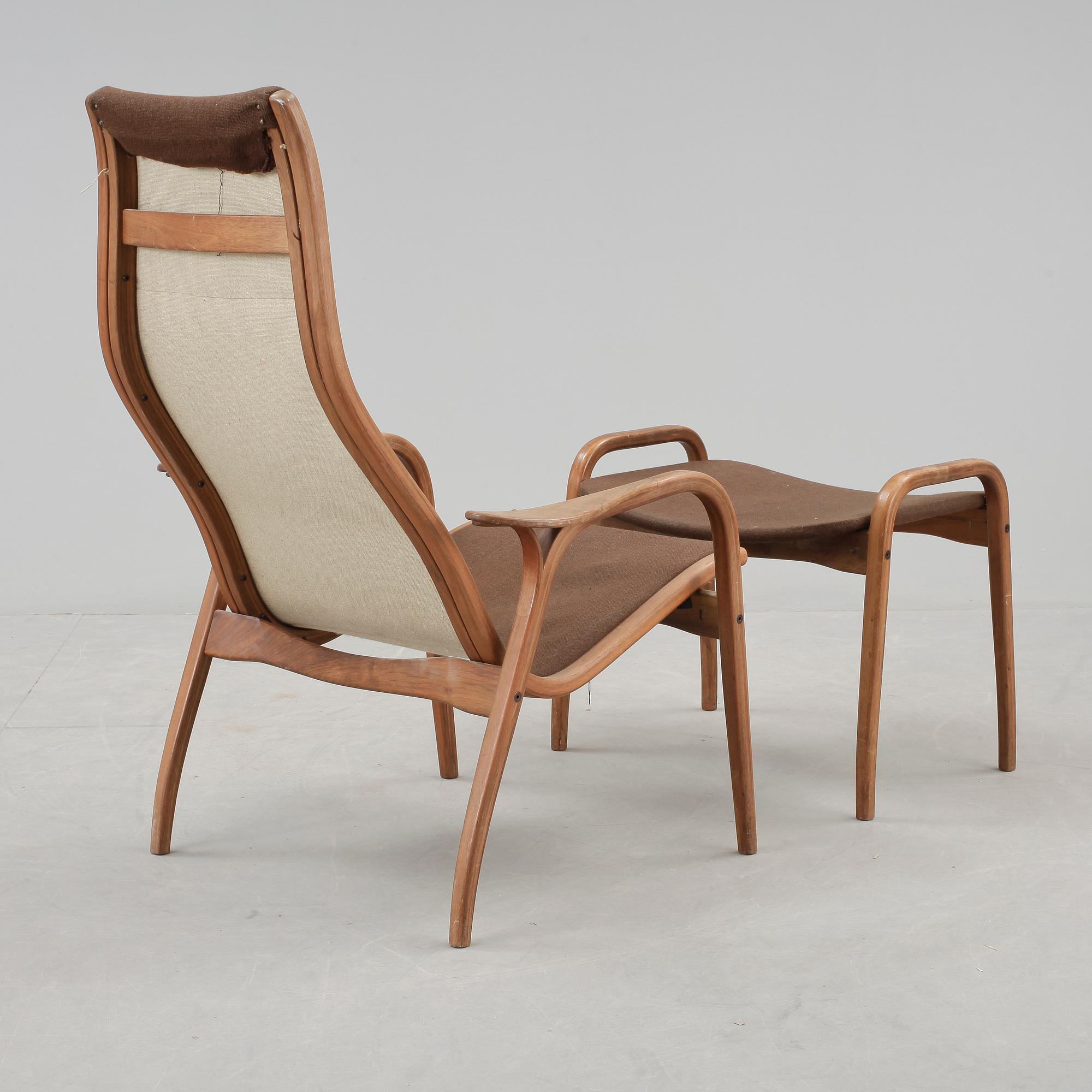 FÅTÖLJ samt FOTPALL, "Lamino", Yngve Ekström.