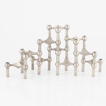 Caesar Stoffic & Fritz Nagel, ljusstakar, 10 st, vitmetall, 1900-talets andra hälft.
