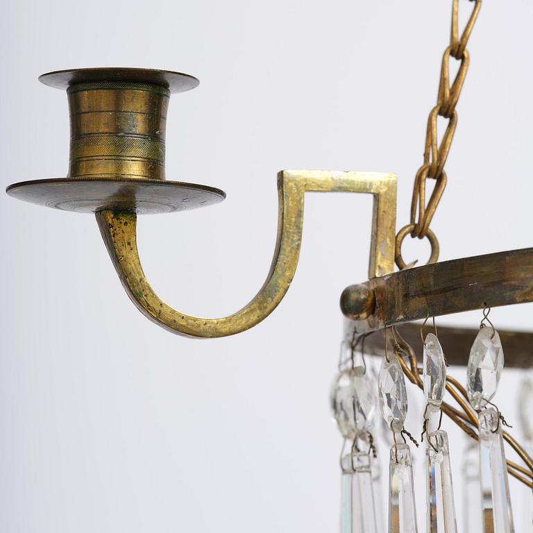 A Gustavian four-light chandelier, late 18th century.