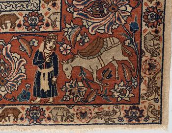 MATTO, semi-antique Tabriz figural, ca 400 x 298,5 cm.