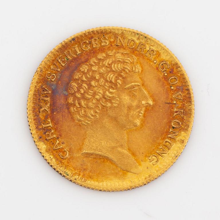 A goldcoin, Sweden, 1 Ducat, 1833.
