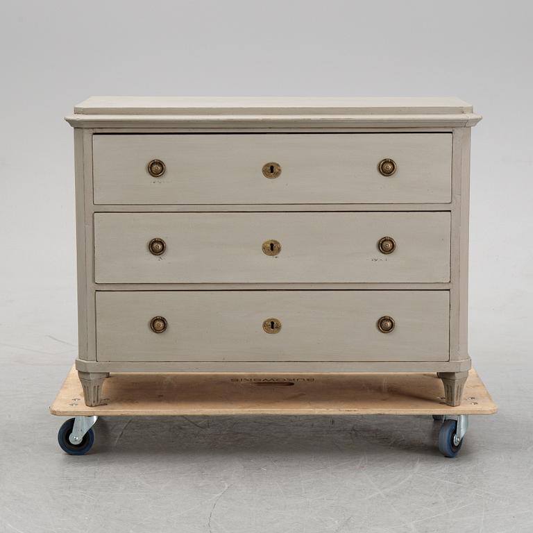 A painted 19th Century chest of drawers.