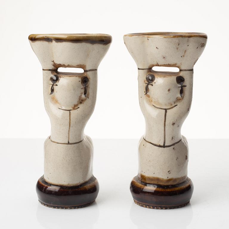 Rökelsehållare, två stycken, keramik. Qingdynastin,