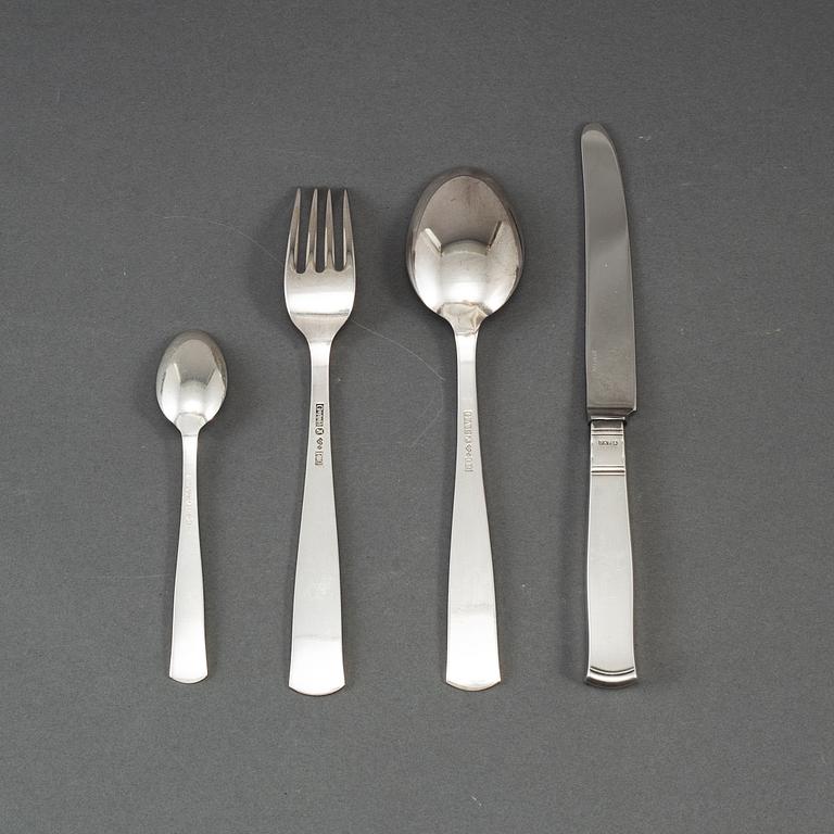 JACOB ÄNGMAN, 48 psc silver cutlery, 'Rosenholm', GAB, some Stockholm 1967.