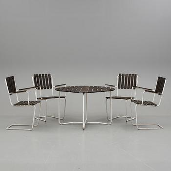 TRÄDGÅRDSGRUPP, 5 delar, möjligen Grythyttan. 1900-talets mitt.