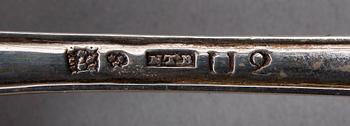 STRÖSKED SAMT PASTEJKNIV, silver, bla Nils Tornberg, Linköping 1802.