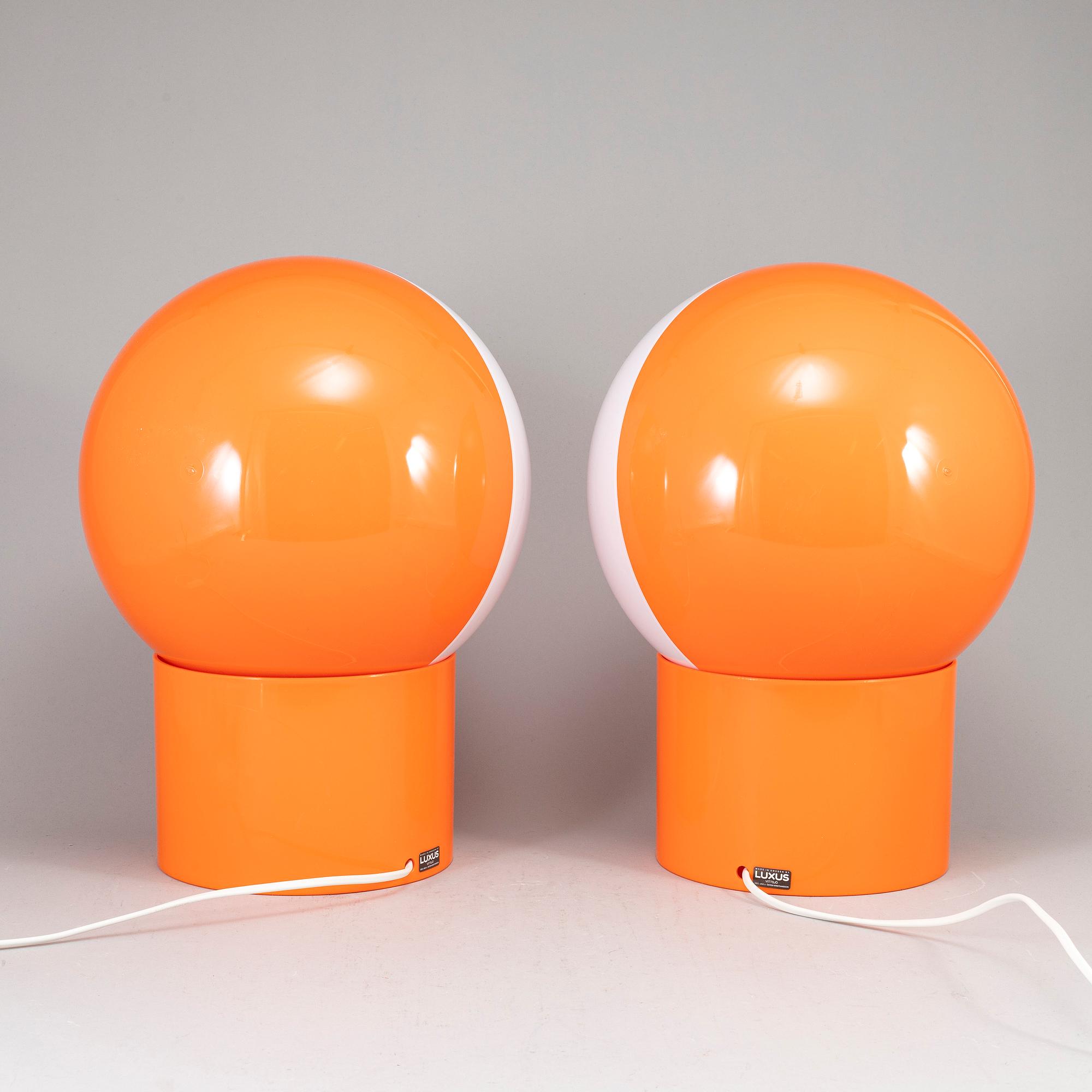 UNO & ÖSTEN KRISTENSSON, a paur of 'Luno table lights, Luxus, 1970's.