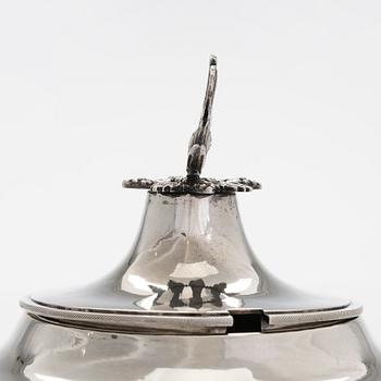 A lidded silver bowl, maker's mark of Erik Albrecht Körsner, Falun, Sweden 1815.