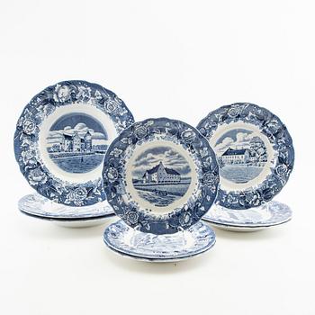 Service pieces 9 dlr "Skånska slott" Rörstrand first half of the 20th century stoneware.