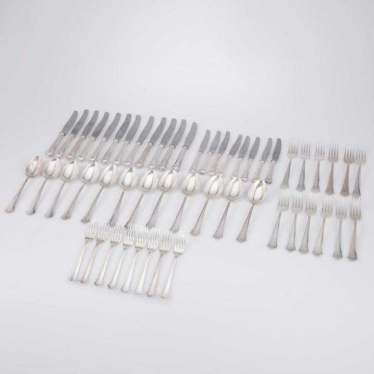 BESTICKSERVIS, 52 delar, silver, "Chippendale", GAB, Stockholm, bland annat 1960. Vikt ca 1038g.