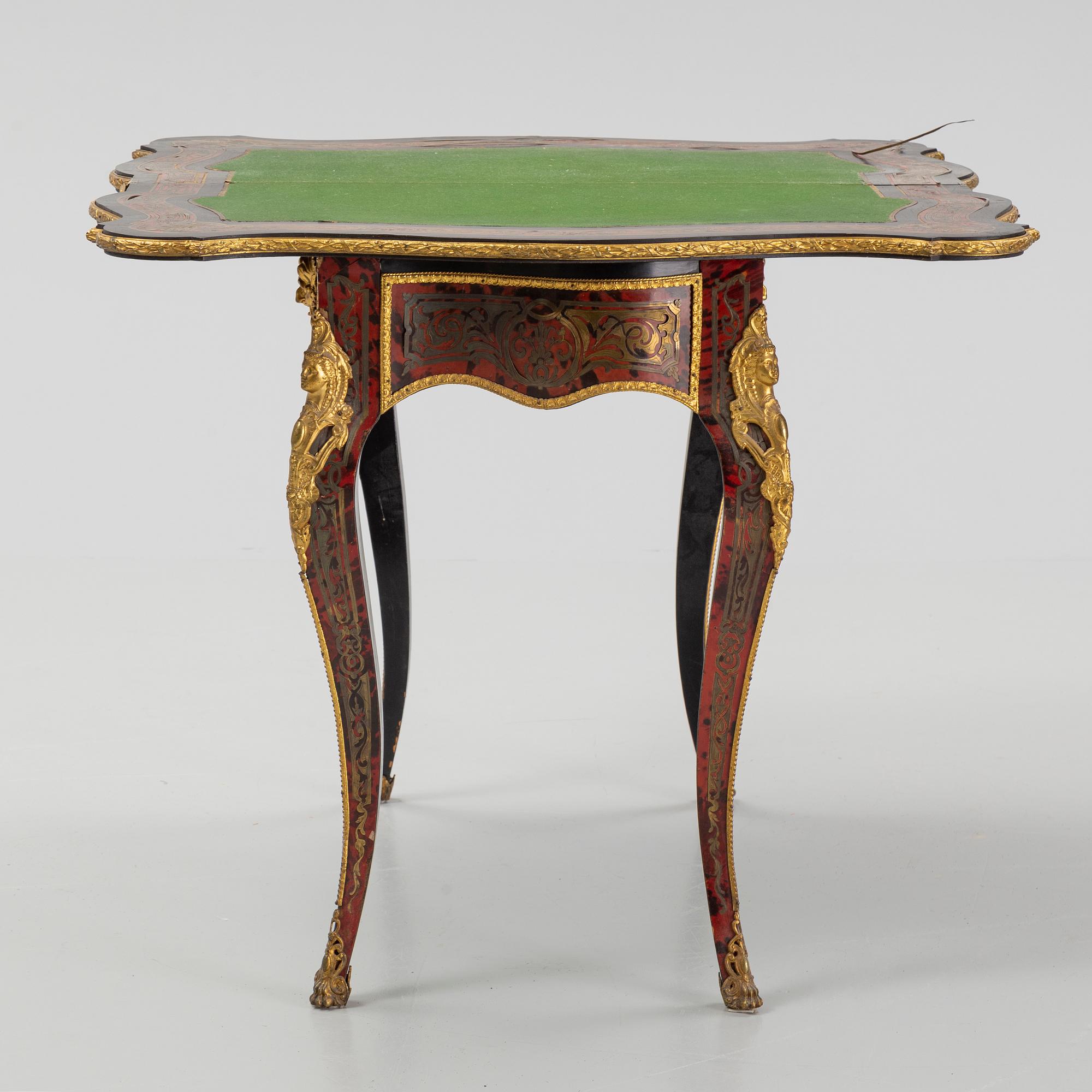 A Boulle style card table, end of the 19th Century.