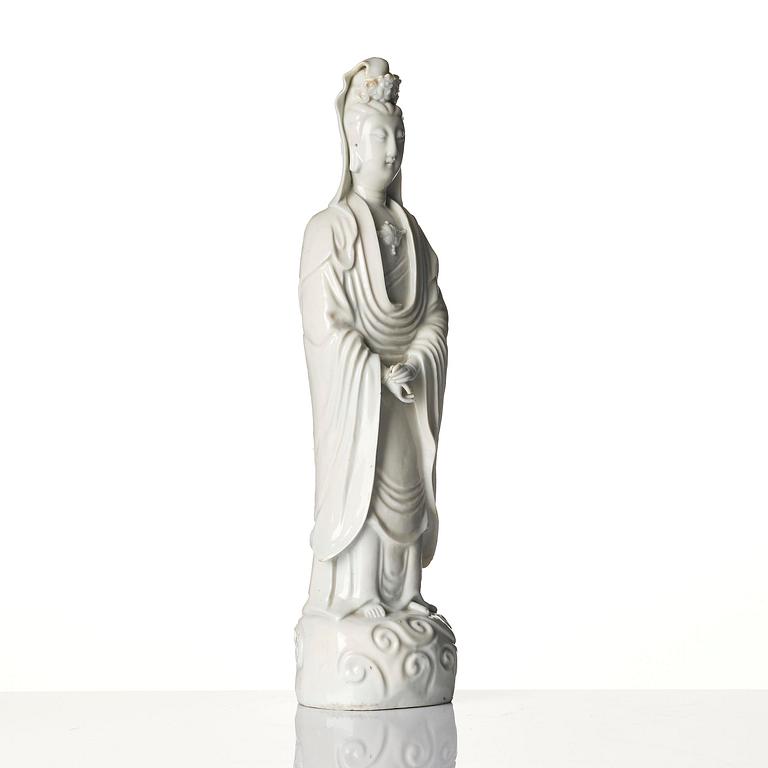 A blanc de chine figure of Guanyin, Qing dynasty, 18th century.