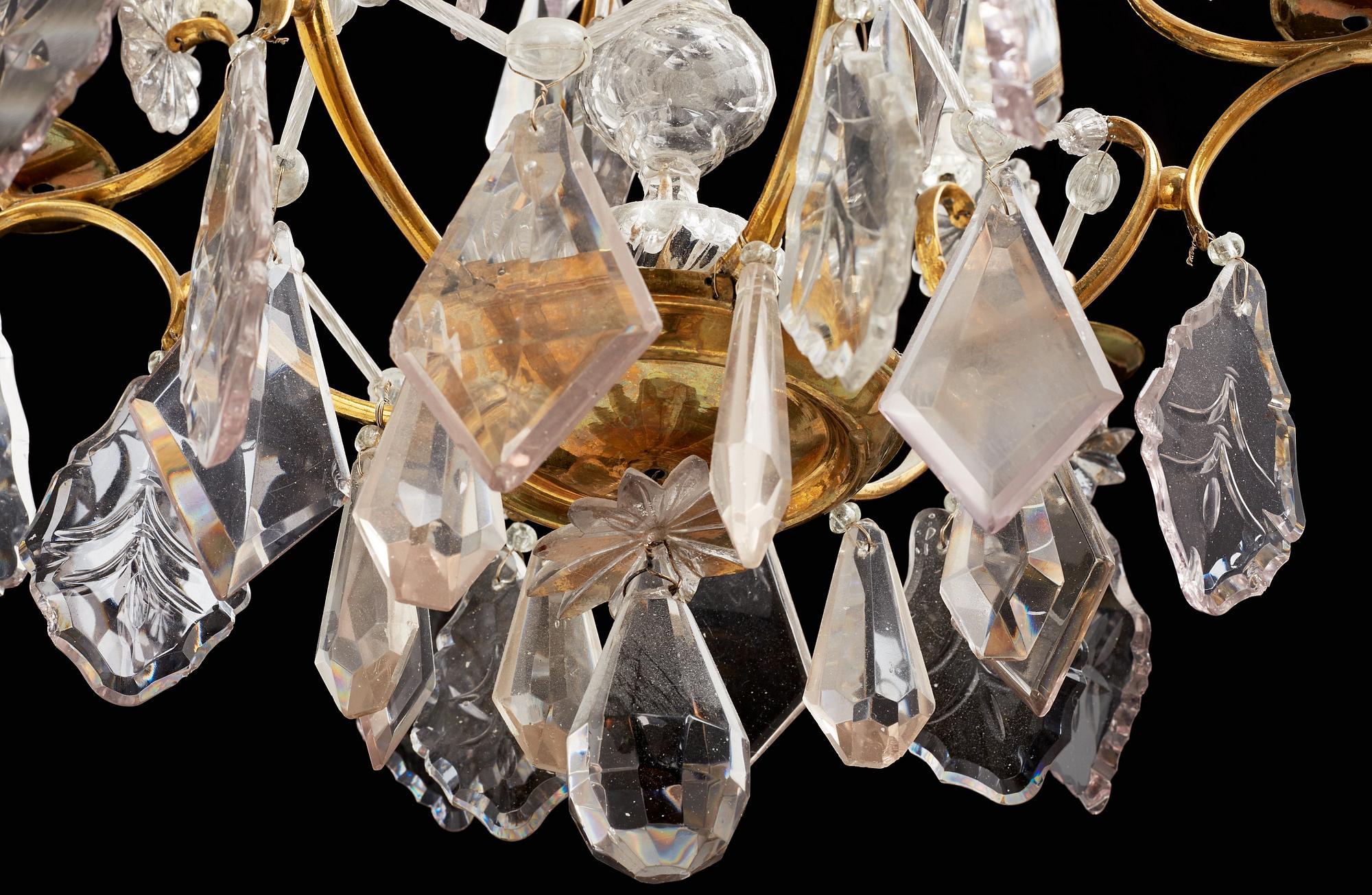 A Swedish Rococo 18th century six-light chandelier.