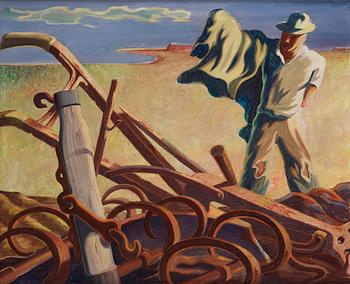 681. Axel Olson, Man på strand.