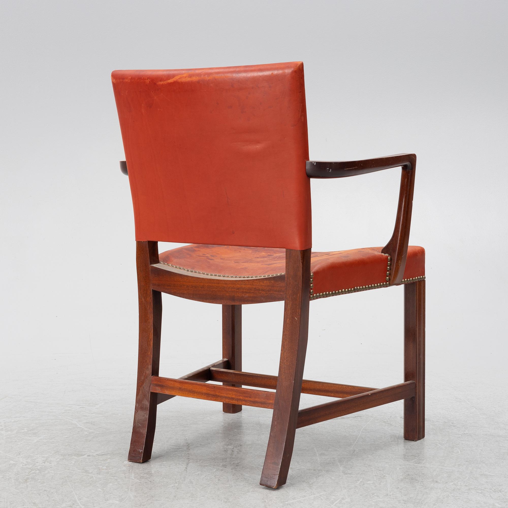 Kaare Klint, karmstol, modell 3758A, "The Red Chair", Rud. Rasmussen, Danmark, 1900-talets mitt.