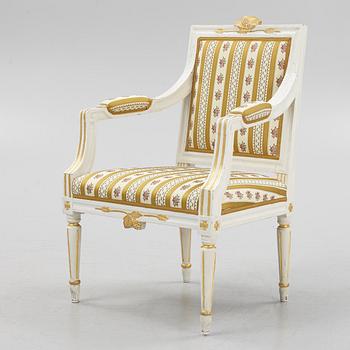 A Gustavian open armchair, late 18th century.