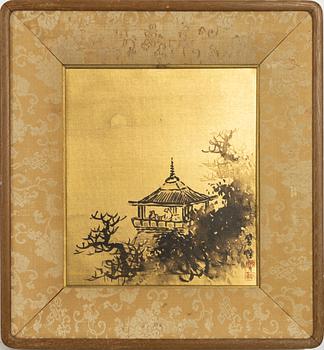 Unidentified artist, Moonlit temple, early 20th century.