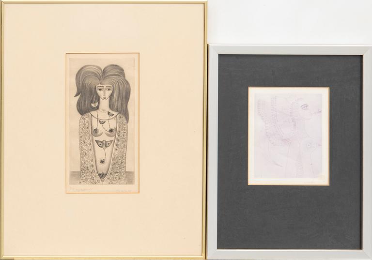 Max Walter Svanberg,  drypoint signed and dated 51 1/15 and 61/145.