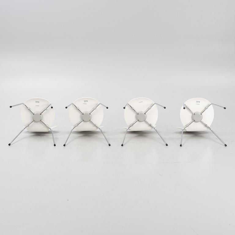 Arne Jacobsen, a set of four 'Ant' chairs, Fritz Hansen, Denmark, 1990's.