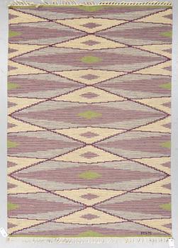 Anna-Greta Sjöqvist, "Lila diagonalen" flat weave, ca 244 x 172 cm, signed AGS.