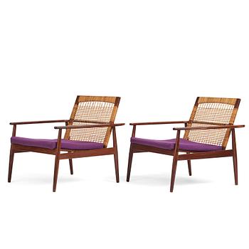 501. Hans Olsen, a pair of model '519' easy chairs, Juul Kristensen, Denmark, 1950's.