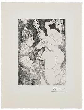 967. Pablo Picasso, "Peintre Bouffon peignant sur son Modèle", ur "Séries 156".