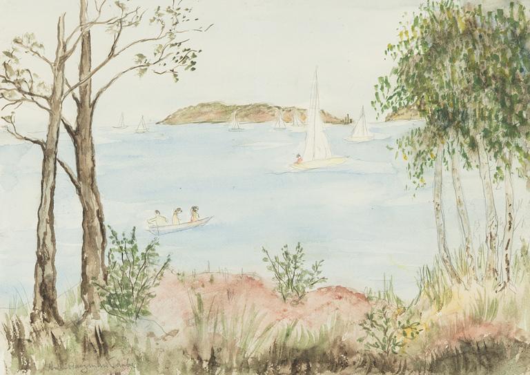 Astri Bergman-Taube, akvarell, signerad.